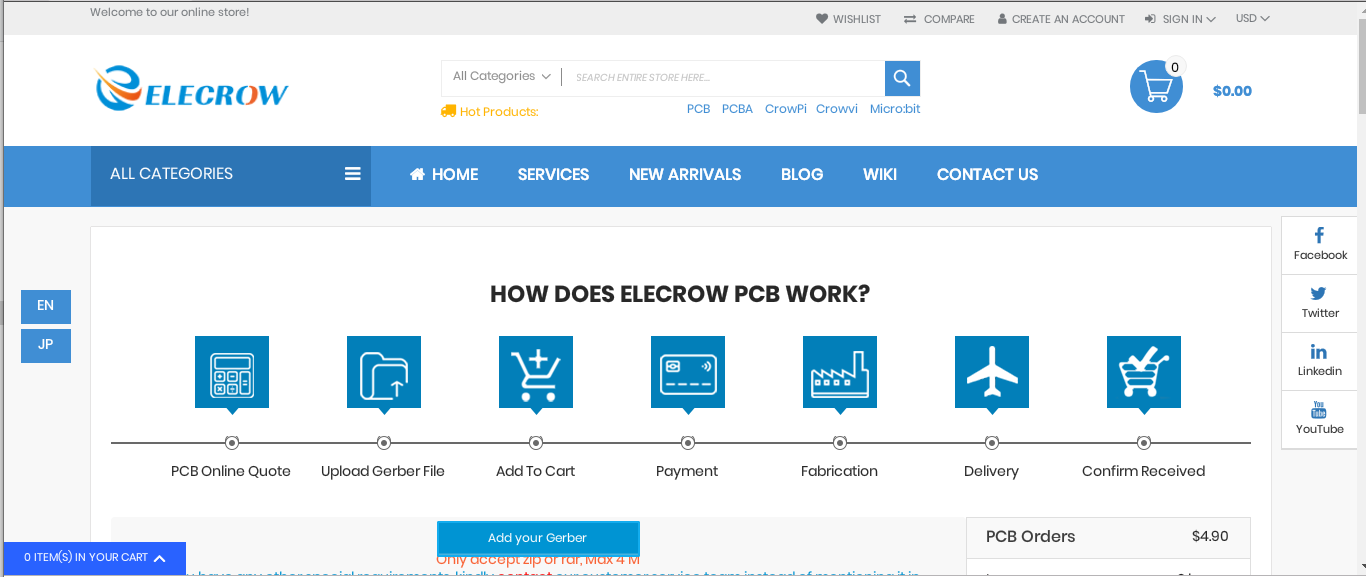 Elecrow_PCB製造申し込みフォーム